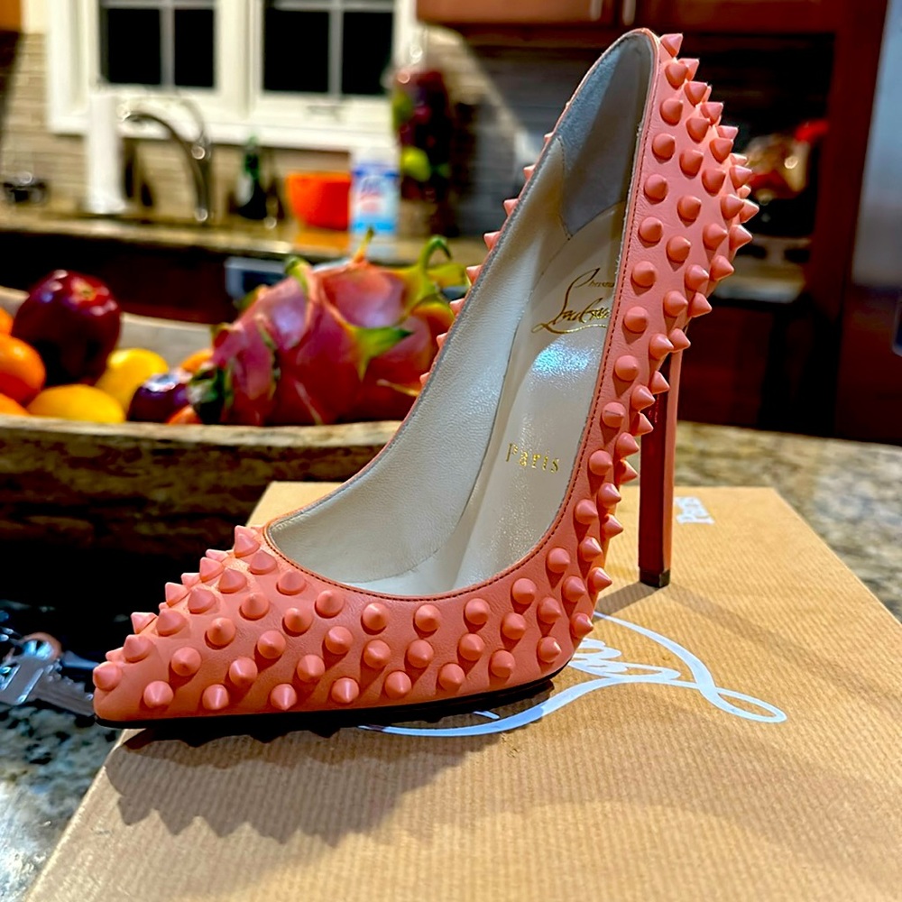 Limited addition red bottoms peach spikes